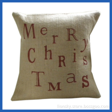 Burlap Jute Pillow Merry Christmas